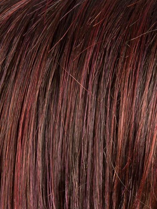 Aubergine Rooted | Darkest Brown with hints of Plum at base and Bright Cherry Red and Dark Burgundy Highlights