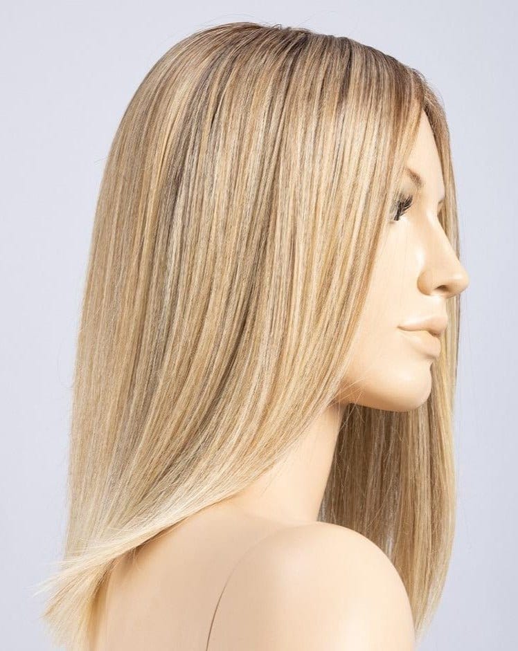 Sandy Blonde Rooted | Medium Honey Blonde, Light Ash Blonde, and Lightest Reddish Brown blend with Dark Roots