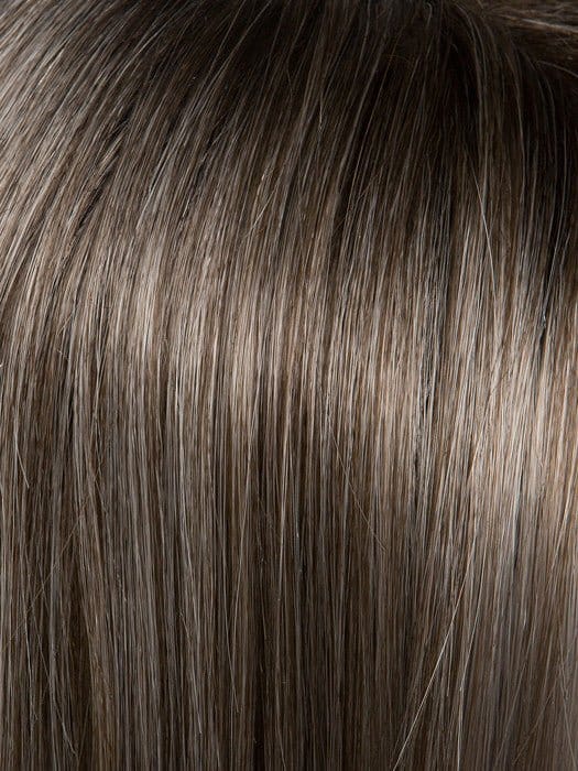 SALT PEPPER ROOTED | Light Natural Brown with 75% Gray, Medium Brown with 70% Gray and Pure White Blend with Brown Roots