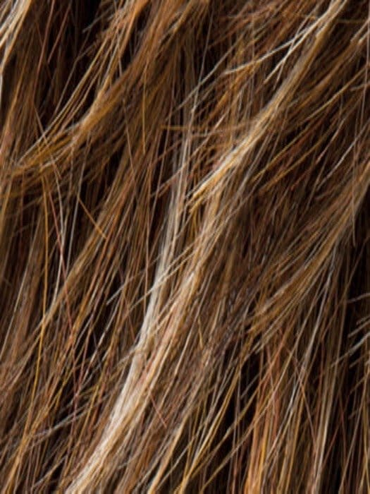 Tobacco Rooted | Medium Brown base with Light Golden Blonde Highlights and Light Auburn Lowlights and Dark Roots