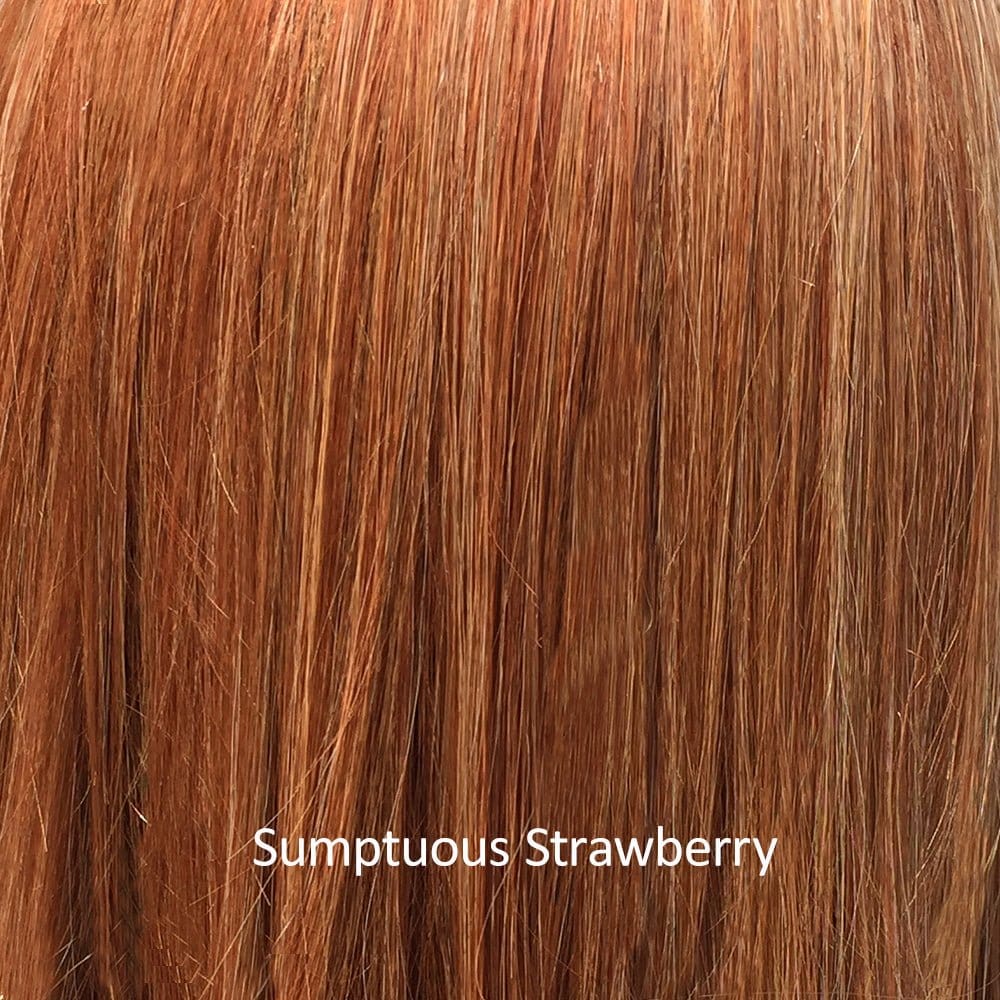 Sumptuous Strawberry | 6R/144/88B | a hybrid of pure red, strawberry blonde, hint of paprika, and honey with some copper undertone with medium brown root colors, and honey blonde hues