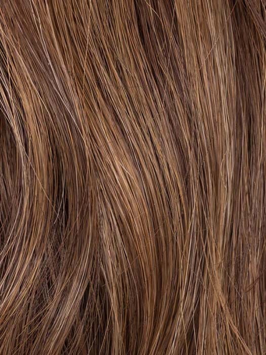 MOCCA-ROOTED | Medium Brown Blended with Light Auburn and Lightest Brown and Light Strawberry Blonde Blend with Shaded Roots