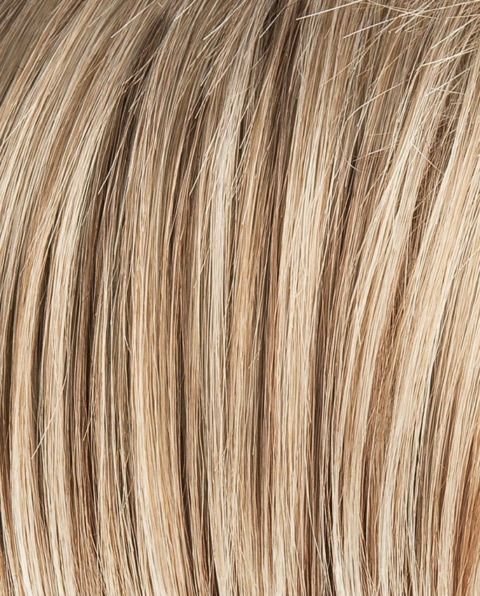 Sandy Blonde Rooted | Medium Honey Blonde, Light Ash Blonde, and Lightest Reddish Brown blend with Dark Roots