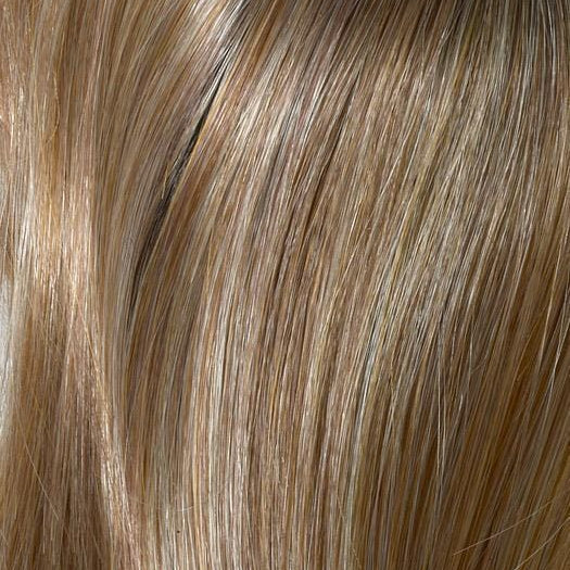Golden Nutmeg | Chocolate brown roots with strawberry blonde glazed with buttery golden blonde