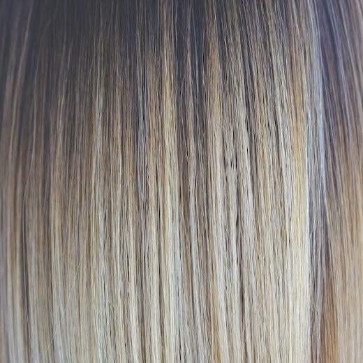 Blonde Ambition | Dark brown base with strawberry blond and pale blond layered on top