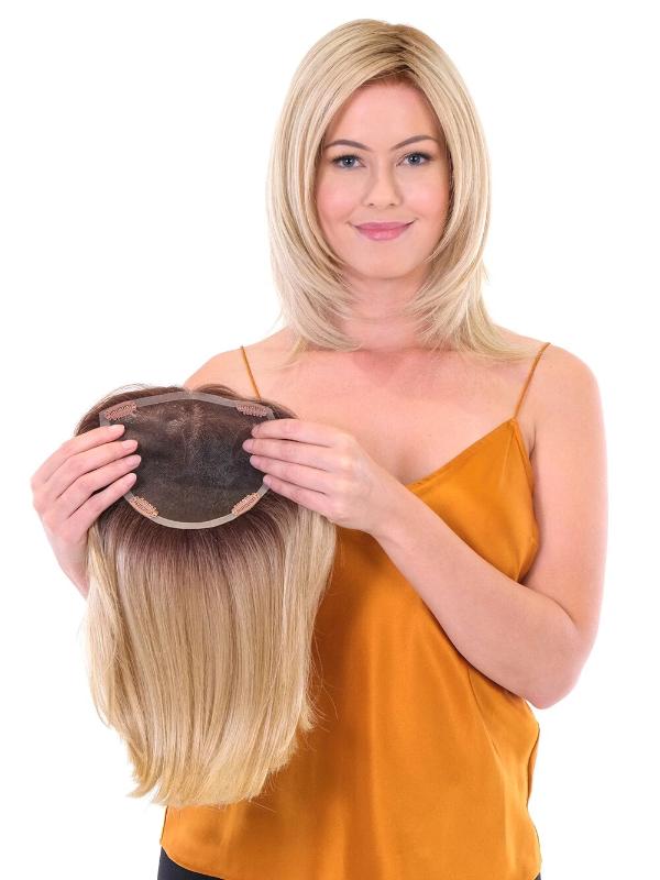 Premium Straight 14" by Belle Tress | HF Synthetic Hair Topper | Hand Tied - Wig Studio 1