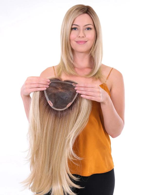 Premium Straight 18" by Belle Tress | HF Synthetic Hair Topper | Hand Tied - Wig Studio 1